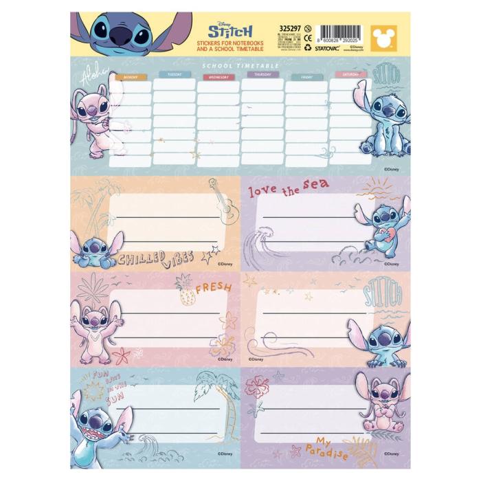 Nalepke etikete za ime z urnikom STITCH DISNEY set 6/1 325297