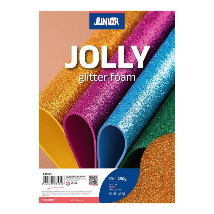 Eva pena A4 oranžna z ble&scaron;čicami JUNIOR JOLLY GLITTER FOAM 134126
