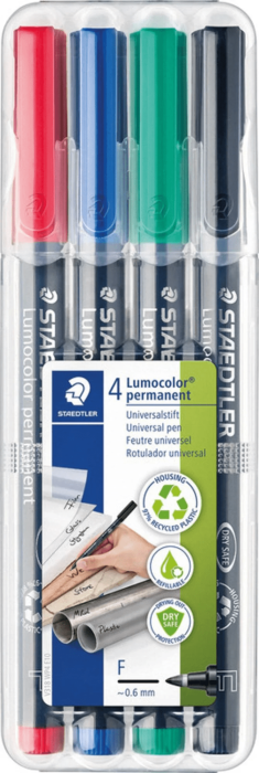 Flomaster permanentni vodoodporni STAEDTLER LUMOCOLOR OHP set 4/1