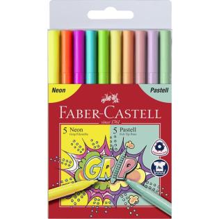 Flomastri FABER CASTELL GRIP NEON IN PASTEL set 10/1