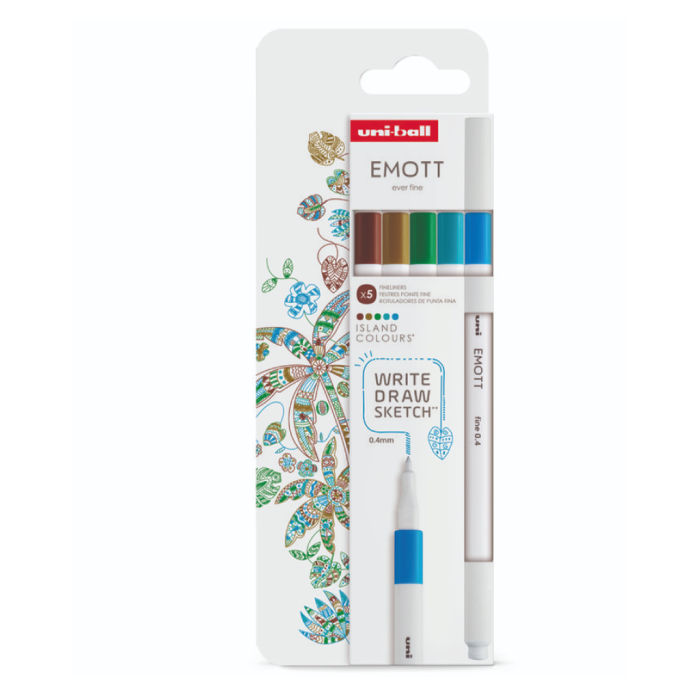 Flomastri morske barve 0,4 mm UNI EMOTT set 5/1 57508