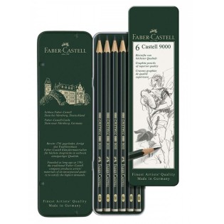 Grafitni svinčniki slikarski art v pločevinasti &scaron;katli FABER CASTELL 9000 set 6/1 270560