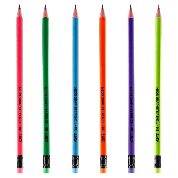 Grafitni svinčnik z radirko HB NEON JUNIOR 130100
