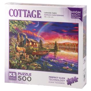 Sestavljanka puzli 500 kosov KS GAMES PUZZLE COTTAGE HI&Scaron;A OB JEZERU 882510