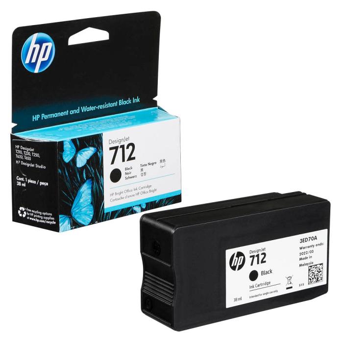 INK HP 3ED70A NR.712 ČRNA ZA DESIGNJET T230/T630 38ml