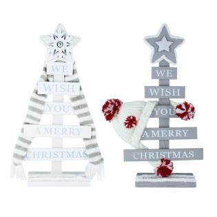 Jelka božično drevo okras leseno 16x30x6 cm WE WISH YOU A MERRY CHRISTMAS 51205