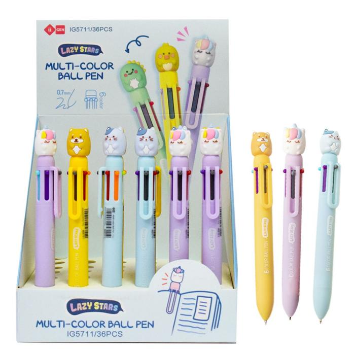 Kemični svinčnik 6 v 1 barvni samorog unicorn muca pes SQUISHY MULTIPEN IG5711