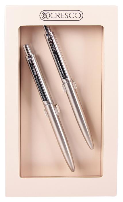 Tehnični svinčnik in roler v darilni embalaži nerjaveče jeklo CRESCO REPORTER STAINLESS STEEL SET 290027