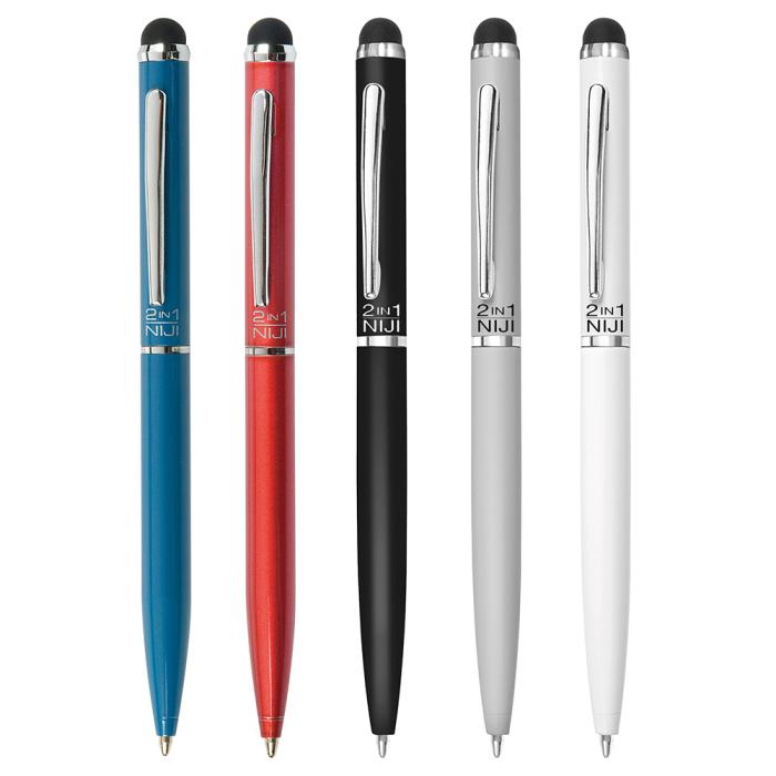 Kemični svinčnik z gumijasto kapico za zaslone na dotik NIJI I-PEN TOUCH 2 V 1 60083