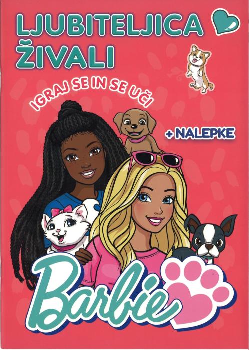 Knjiga z nalepkami LJUBITELJICA ŽIVALI IGRAJ SE IN SE UČI BARBIE 001974