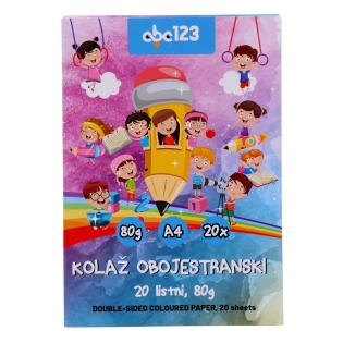 Kolaž papir obojestranski A4 20 listni 80 g ABC123 ABC123-KOLAZ