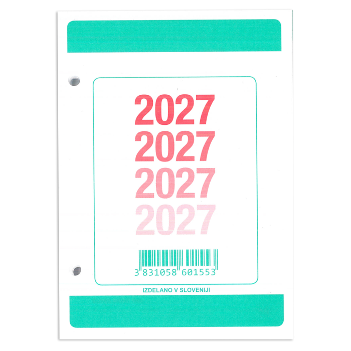 Koledar 2027 vložek 7 dnevni za namizni pleksi koledar luknjan