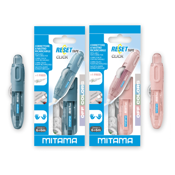 Korekturna mi&scaron;ka na traku z refilom za levičarje in desničarje MITAMA RESET TAPE CLICK PASTEL + REFILL 65655