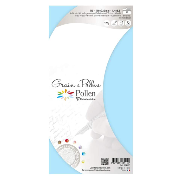Kuverte amerikanka DL strip 120 g PASTEL POLLEN CLAIREFONTAINE set 5/1