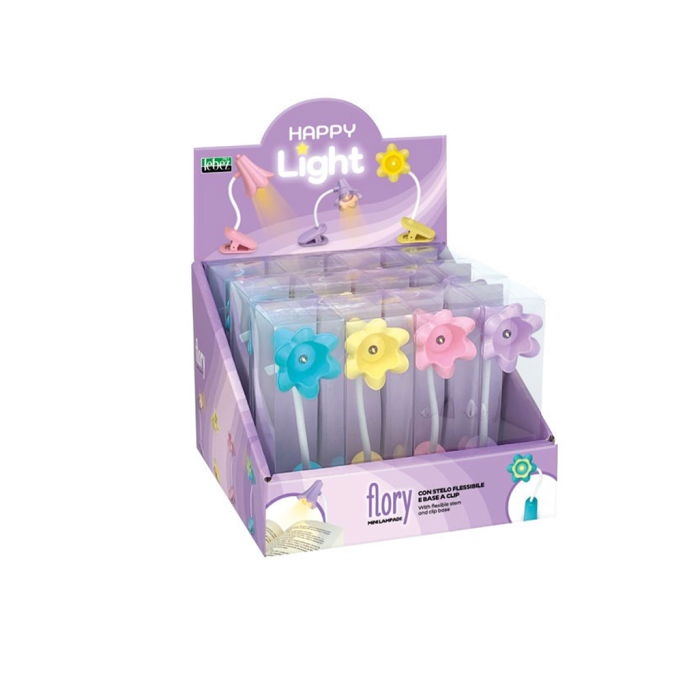 Lučka bralna s &scaron;čipalko mini roža 4x12 cm LEBEZ HAPPY LIGHT FLORY 82144