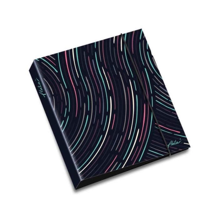 Mapa A4 rinčna AKTA COLORFUL BLACK NEON PASTEL STRIPES OBR.13,194 2FC00045