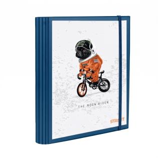 Mapa rinčna &scaron;tudentska A4 organizator z elastiko s 100 črtnimi listi in pregradami STREET MOON PES MOPS ASTRONAVT 65924