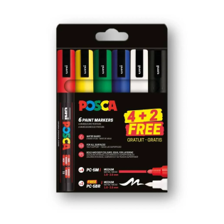 Marker flomastri akrilni osnovne barve POSCA BRUSH UNI PC-5BR in PC-5M set 6/1 81323
