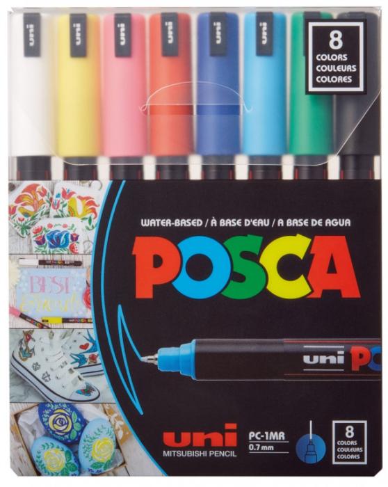 Marker flomastri akrilni POSCA UNI PC-1MR osnovne barve set 8/1