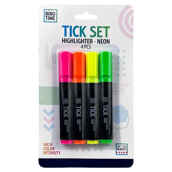 Flomaster za označevanje teksta signir neon BIRO TIME TICK 313 set 4/1 415090