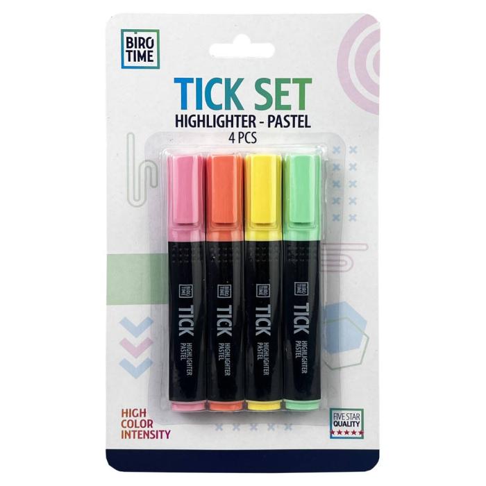 Flomaster za označevanje teksta signir pastel BIRO TIME TICK 313 set 4/1 415091