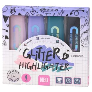 Marker signir označevalec teksta z ble&scaron;čicami NEO SAZIO PASTEL GLITER HIGHLIGHTER set 4/1 101015