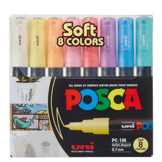 Marker flomastri akrilni POSCA UNI PC-1M pastelne barve set 8/1