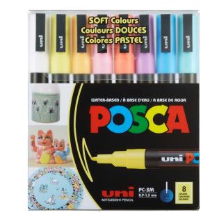 Marker flomastri akrilni POSCA UNI PC-3M pastelne barve set 8/1