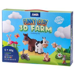 Modelirna masa plastelin z modelčki 40 g JUNIOR FUNNY CLAY 3D FARM MODELLING CLAY KMETIJA set 4/1 130777