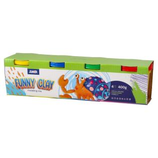 Plastelin modelirna masa z modelčki 400 g JUNIOR FUNNY CLAY set 4/1 130770
