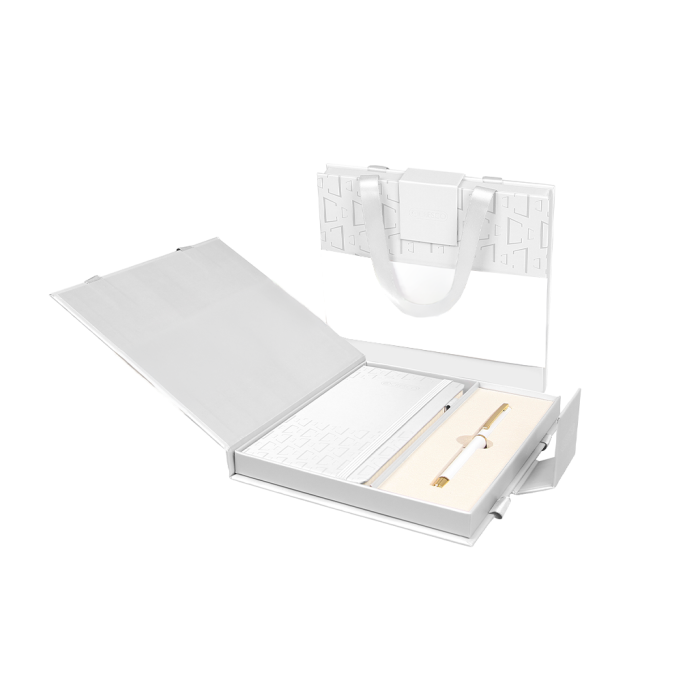 Nalivno pero in rokovnik v darilni embalaži bel set CRESCO PREMIUM IDEAL WHITE 850202-1