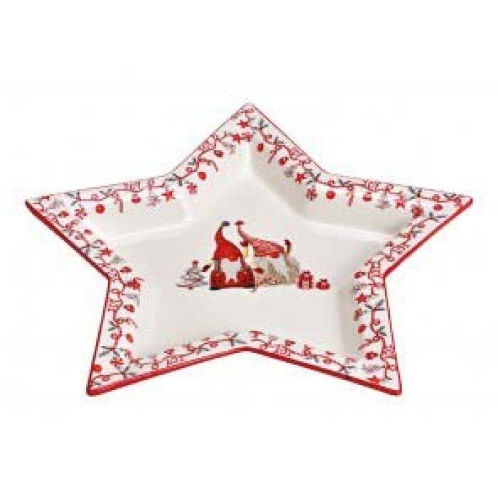 Podstavek pladenj novoletni božični keramični zvezda 30x3x29 cm &Scaron;KRATKI 10025