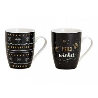Skodelica novoletna božična porcelan 300 ml črna WINTER SNEŽINKA 10023011
