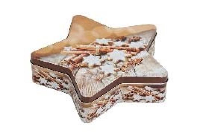 &Scaron;katla kovinska darilna novoletna za pi&scaron;kote v obliki zvezde 23x19x6 cm 10055676