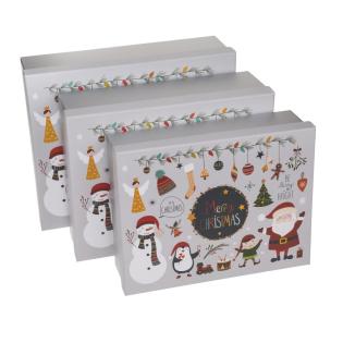 Darilna novoletna božična &scaron;katla siva MERRY CHRISTMAS 938936