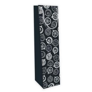 Darilna vrečka za steklenico božična novoletna črna srebrna CLAIREFONTAINE BLACK & WHITE 201454C