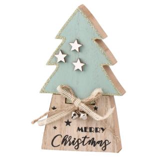 Okras novoletni božični lesena smreka 15 cm pastelno modra FESTA! MERRY PASTEL CHRISTMAS 751836