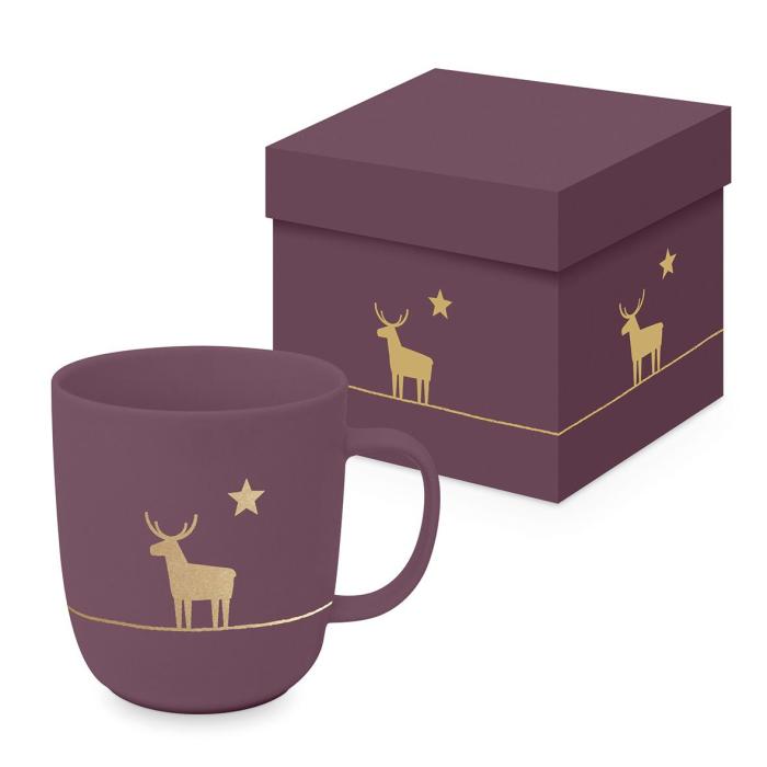 Skodelica novoletna božična porcelan 0,4L PPD PURE MATTE DEER MAUVE JELEN 361401435