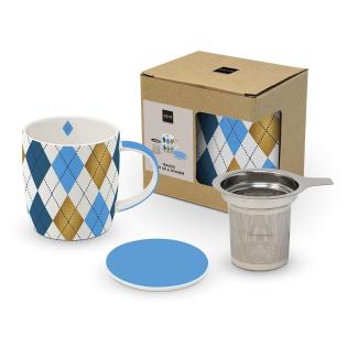 Skodelica za čaj s kovinskim filtrom in podstavkom 0,35L PPD MULBERRY BLUE 160402785