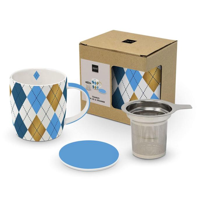 Skodelica za čaj s kovinskim filtrom in podstavkom 0,35L PPD MULBERRY BLUE 160402785