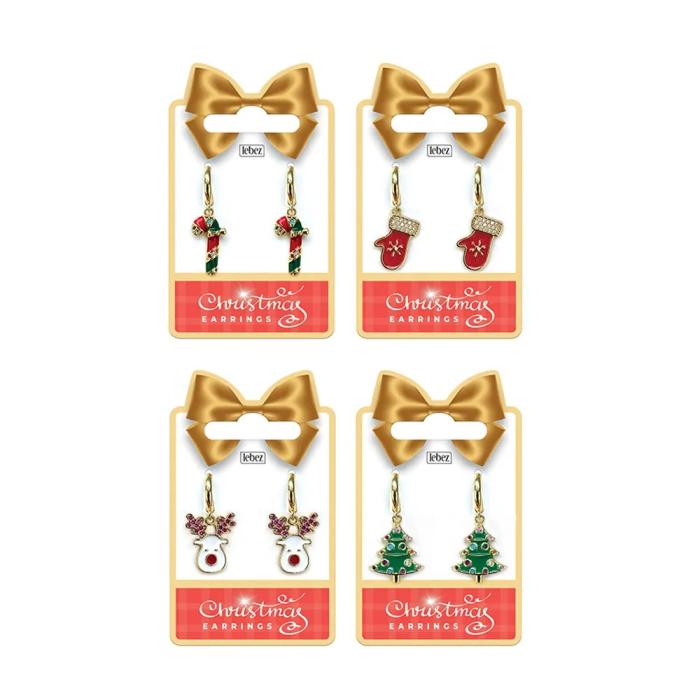 Uhani novoletni božični pozlačeni LEBEZ CHRISTMAS EARRINGS 82134
