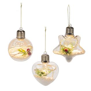 Obesek z led lučko za božično drevo plastični 939136