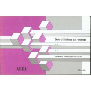 OBR.3,5 DOVOLILNICA ZA VSTOP*