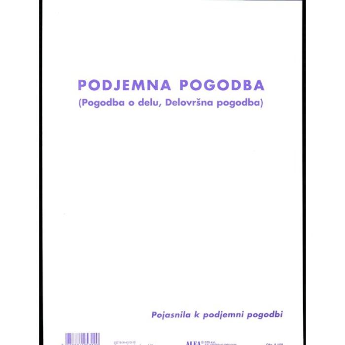 OBR.5,100 PODJEMNA POGODBA DELOVRŠNA POGODBA spn
