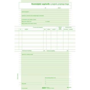 OBR.5,14 KOMISIJSKI ZAPISNIK O PREGLEDU PREJETEGA BLAGA