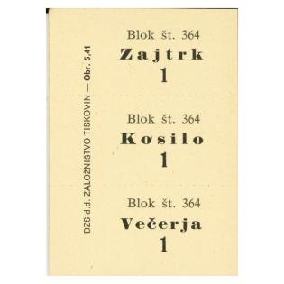 OBR.5,41 Rumeni blok za prehrano &scaron;t. 364 ZAJTRK KOSILO VEČERJA