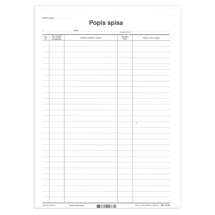 OBR. 8,154 Popis spisa