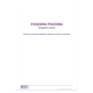 OBR. F100 Obrazec podjemna pogodba (pogodba o delu, delovršna) 5,100