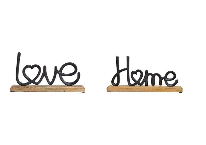 Okras napis kovina les črn 33x18x5 cm LOVE HOME 10031103