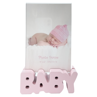 Okvir za sliko WOODY lesen BABY roza 10X15 cm 706467